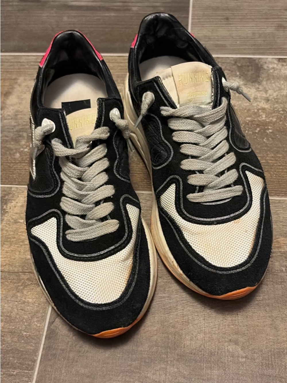 Golden Goose Black Cream and Orange Accent Women's Sneakers